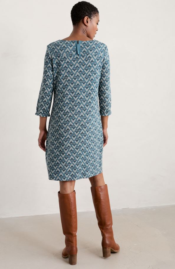 Seasalt Print Makers Jersey Dress Flower Diamond Starling 4