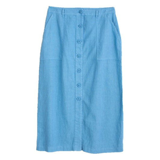 Seasalt Rosewell Farm Linen Midi Skirt Sea Blue 1