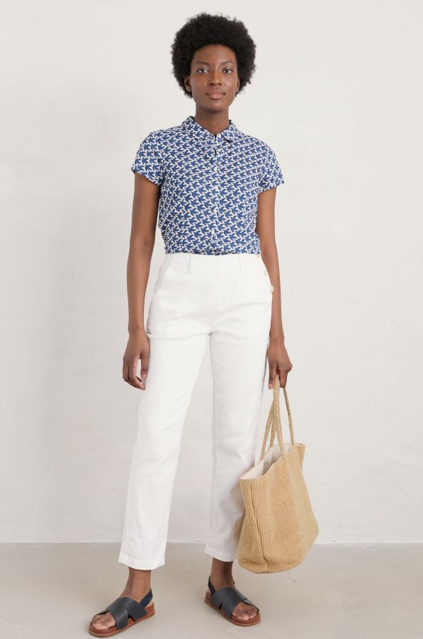 Seasalt Rushmaker Short Sleeve Shirt Retro Birds Marine 3