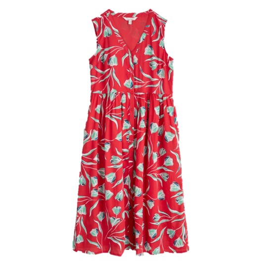 Seasalt Shale Way Sleeveless Dress Painted Tulips Tomato 1