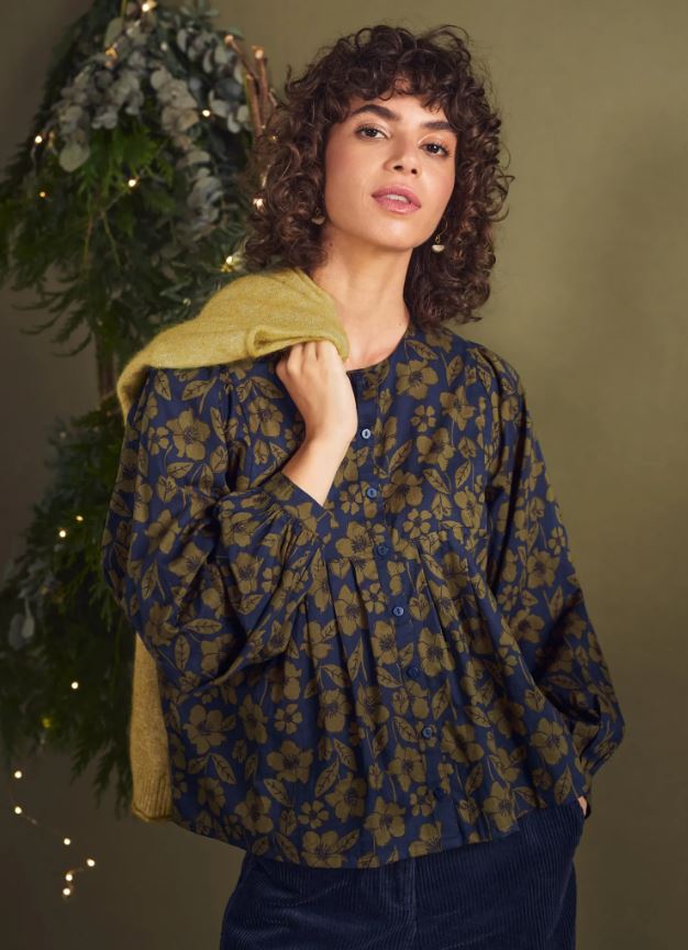 Seasalt Thornapple Cotton Shirt Collaged Rose Maritime 2