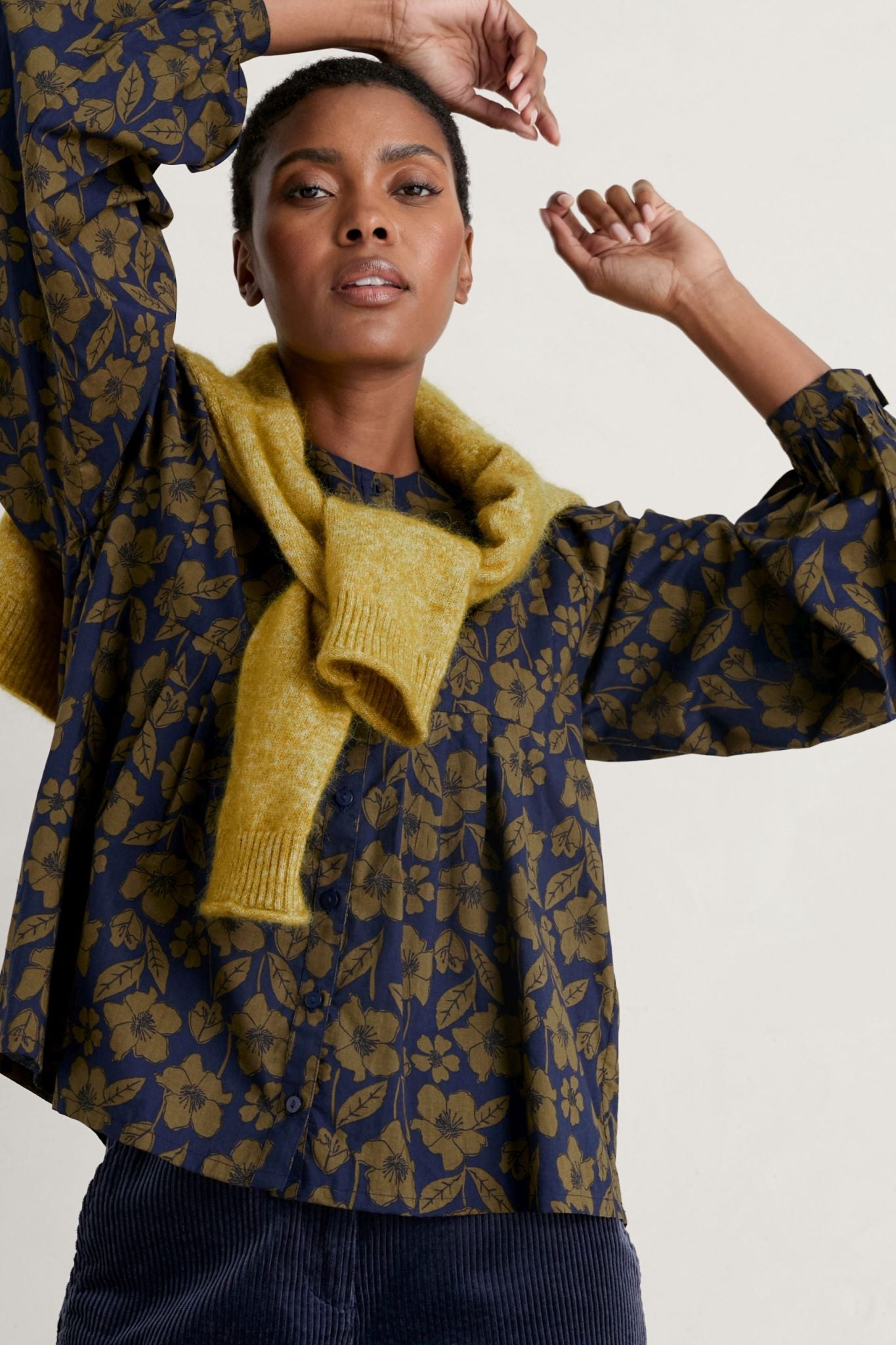 Seasalt Thornapple Cotton Shirt Collaged Rose Maritime 3