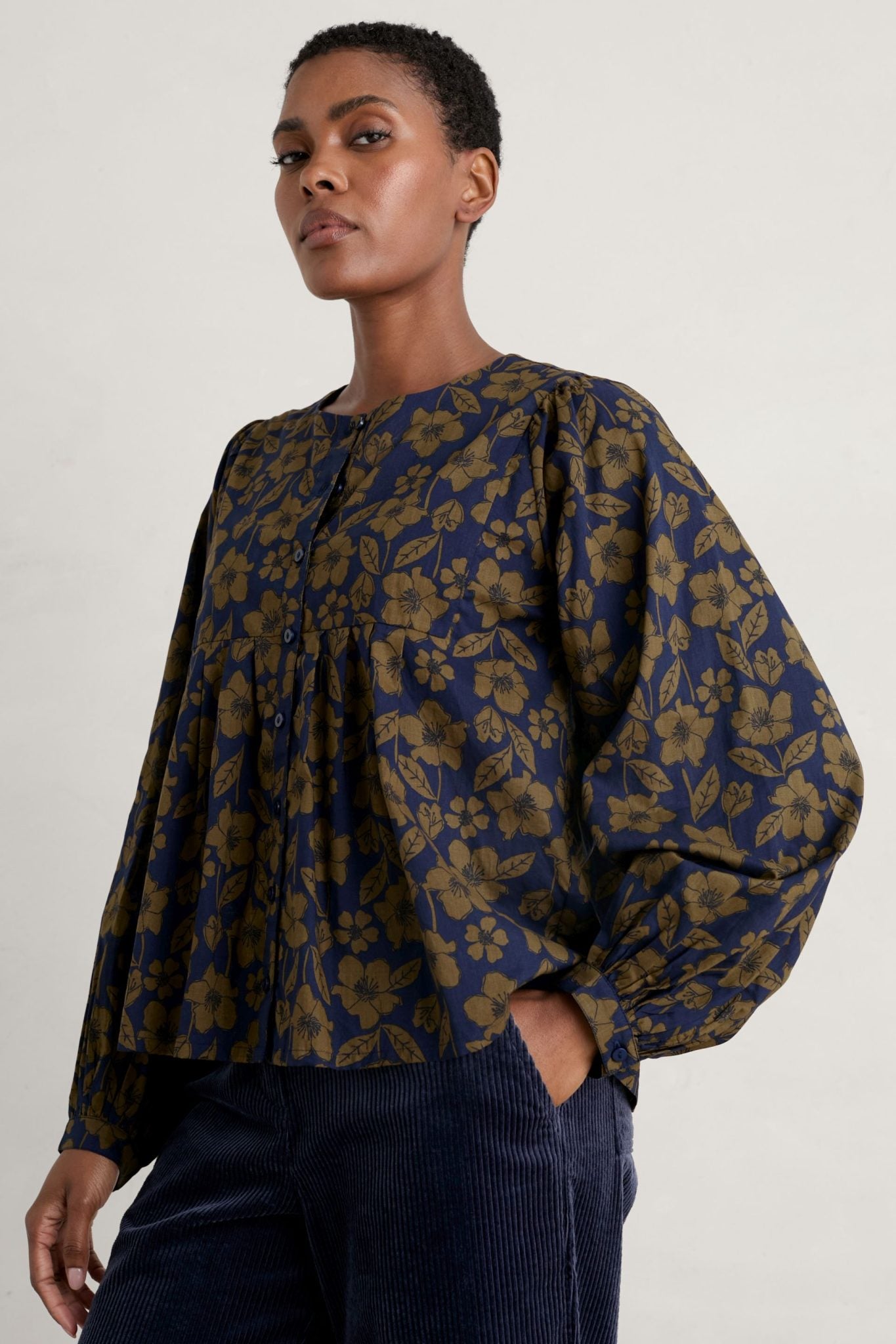 Seasalt Thornapple Cotton Shirt Collaged Rose Maritime 4