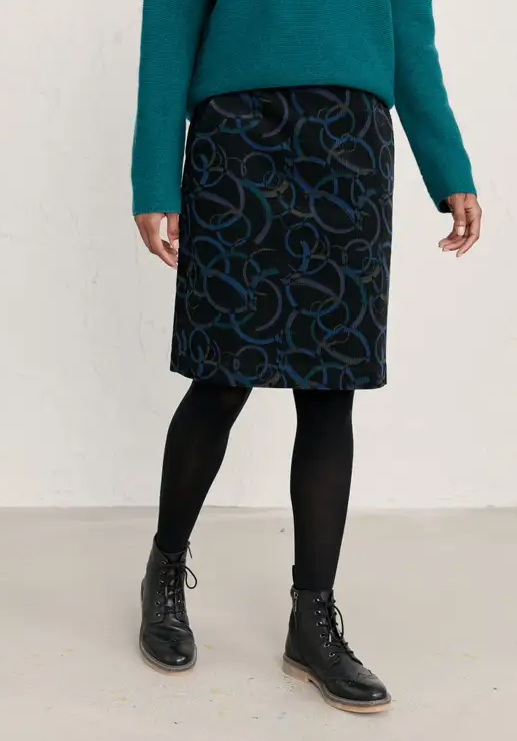 Seasalt Women's Ferry Crossing Skirt Aerial Landscape Onyx 2