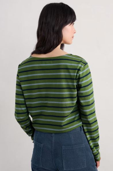 Seasalt Women's Sailor Shirt Duet Breton Grassland 2