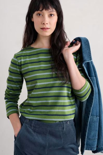 Seasalt Women's Sailor Shirt Duet Breton Grassland 3