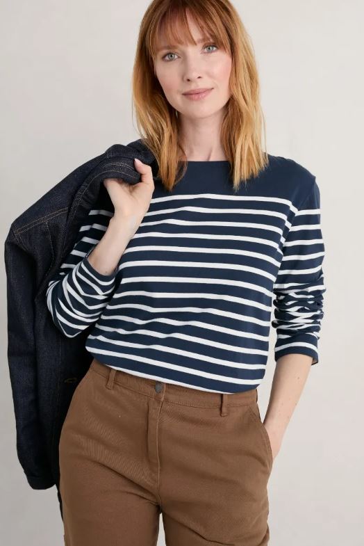 Seasalt Women's Sailor Shirt Falmouth Breton Maritime Chalk 5