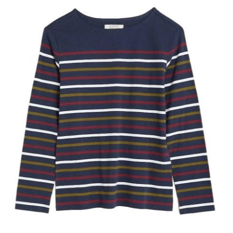 Seasalt Women's Sailor Top Tri Falmouth Breton Red Ship 2