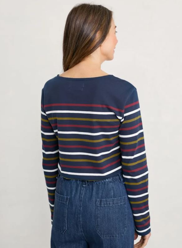 Seasalt Women's Sailor Top Tri Falmouth Breton Red Ship 3