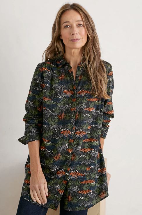 Seasalt Wren Flutter Longline Shirt Moor Meadow Onyx 3