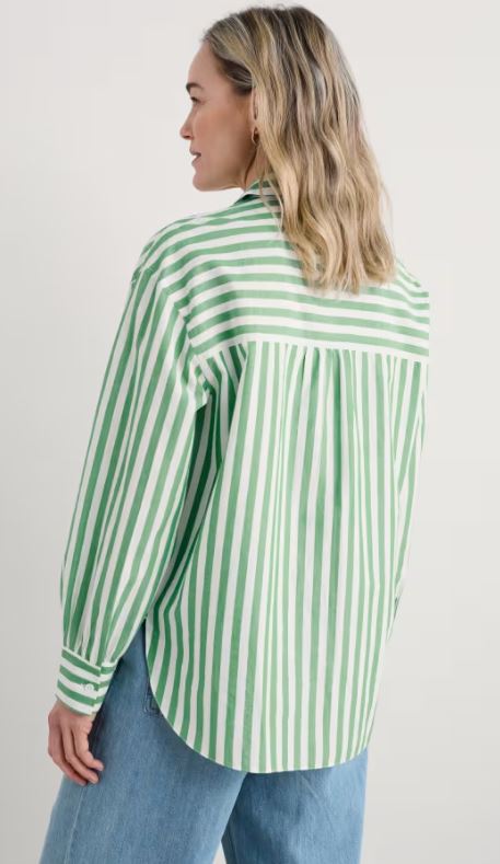 Seasalt Sea Path Oversized Mini Scallion Stripe Shirt Hedgerow
