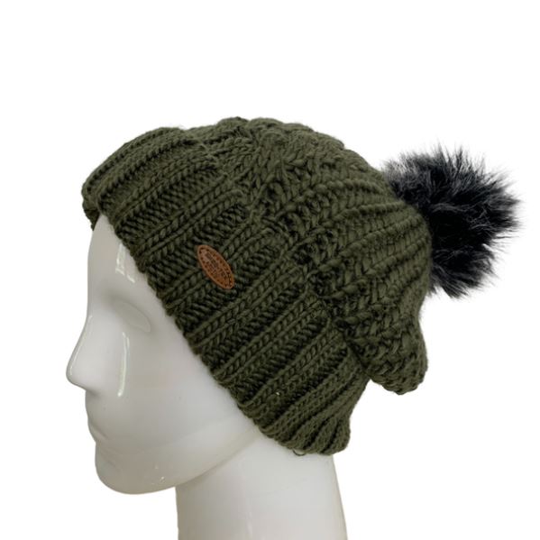 Skee-Tex Ultra Warm Bobble Hat Olive Green 1