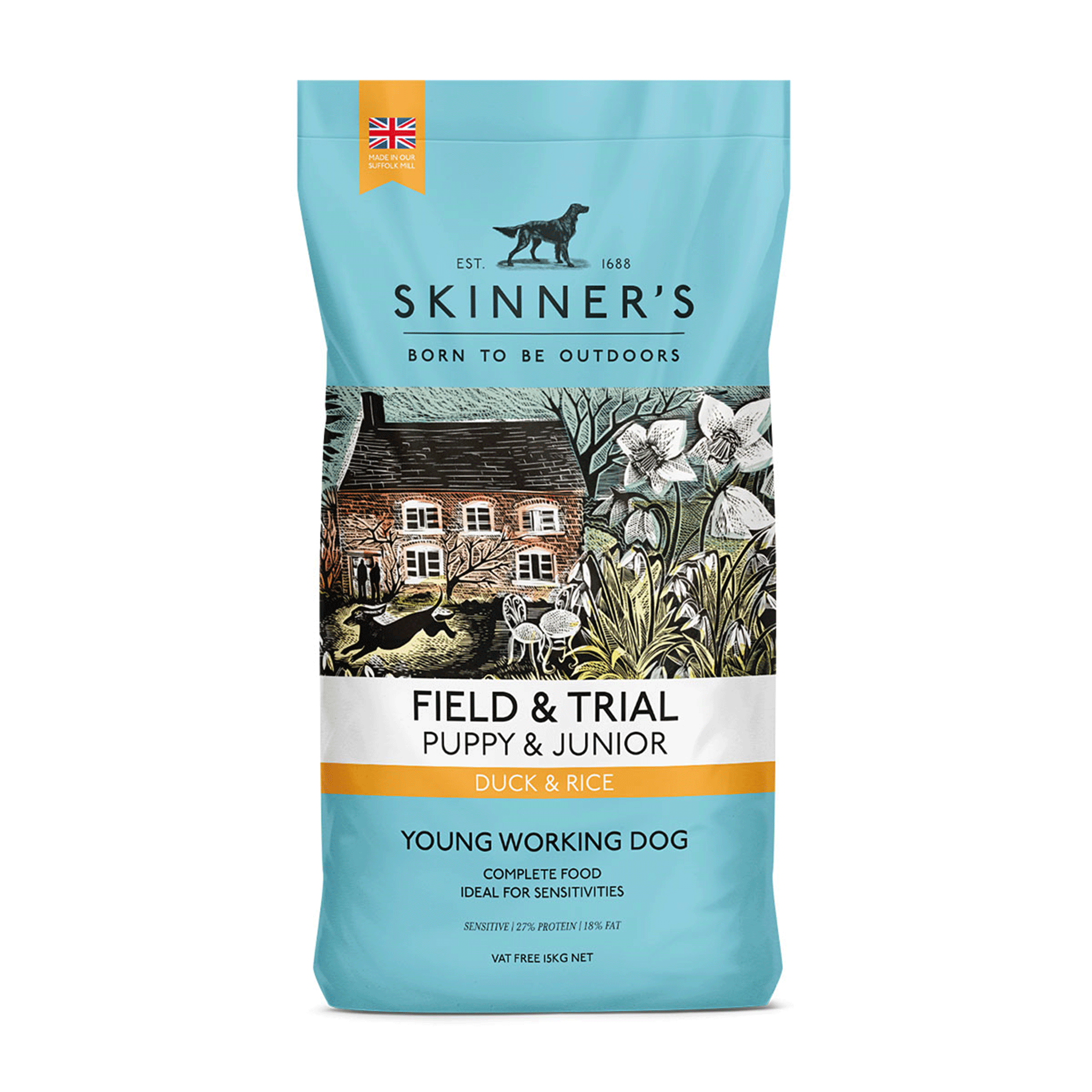 Skinners Field & Trial Puppy & Junior Duck and Rice Dry Food - 15kg bag