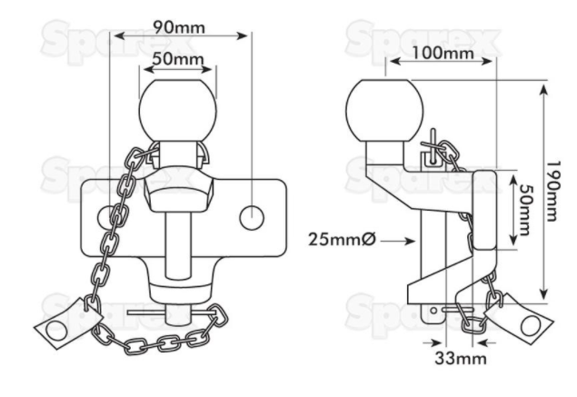 Sparex 18924 Double Duty Ball Hitch 50mm 3