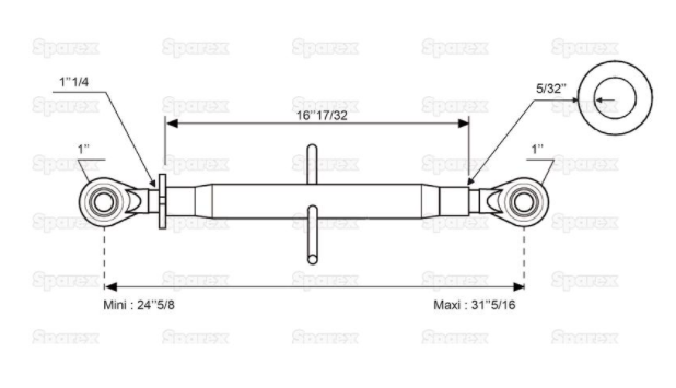 Sparex Top Link (Cat.2.2) Ball and Ball, 1 1-4 inch 3