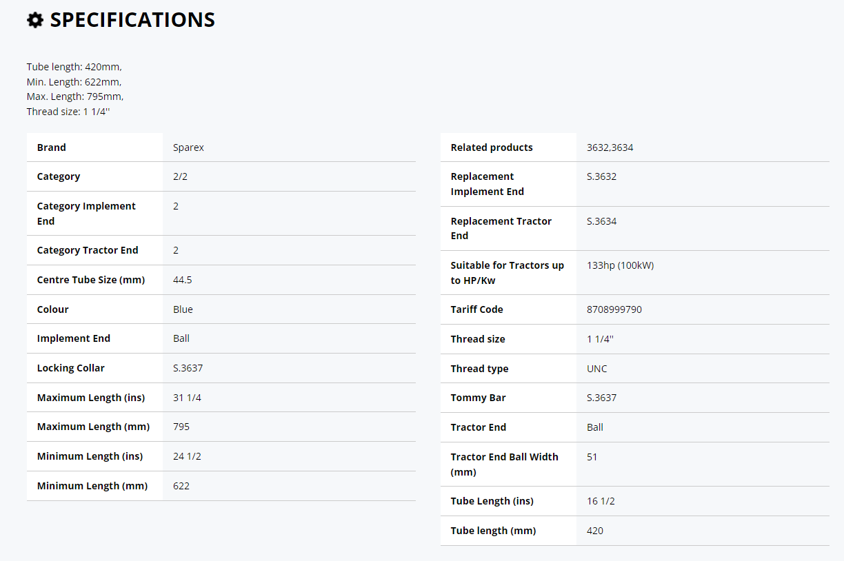 Sparex Top Link (Cat.2.2) Ball and Ball, 1 1-4 inch 4