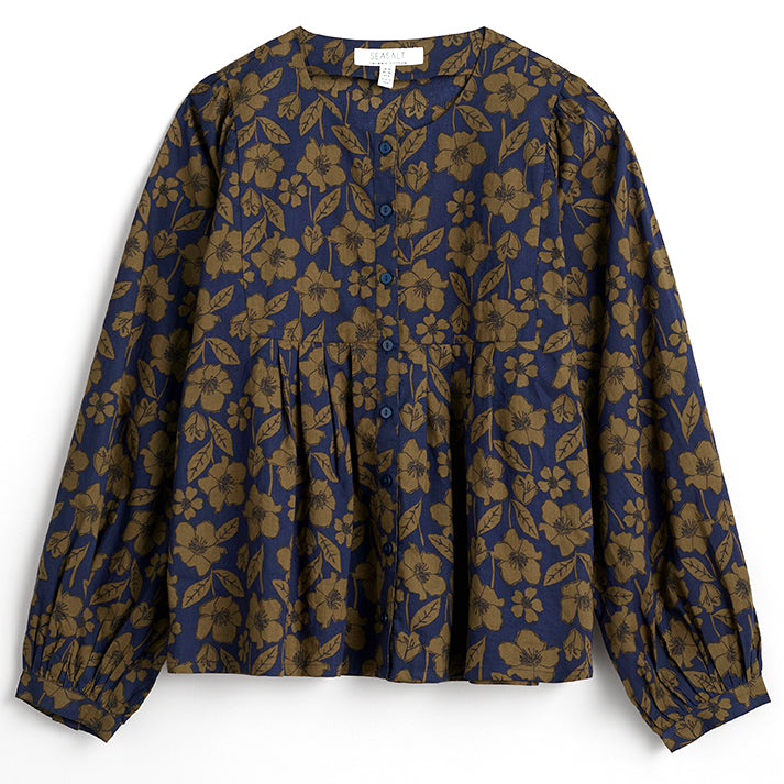 Thornapple Shirt - Collaged Rose Maritime - 1