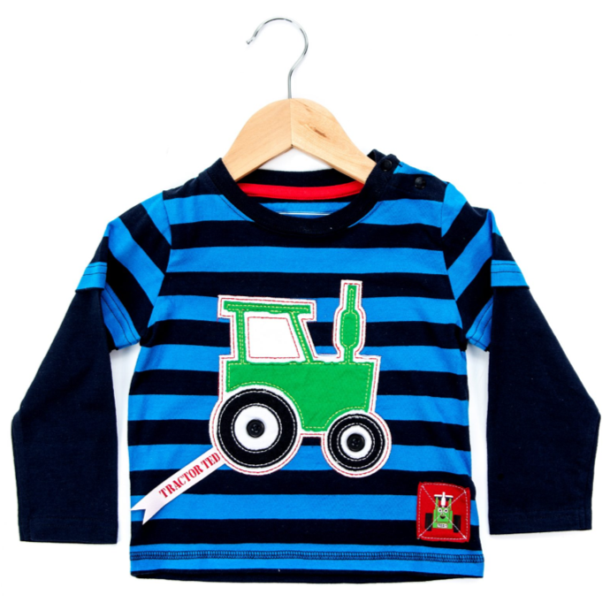 Tractor Ted Long Sleeve Stripey Top Blue-Navy 1