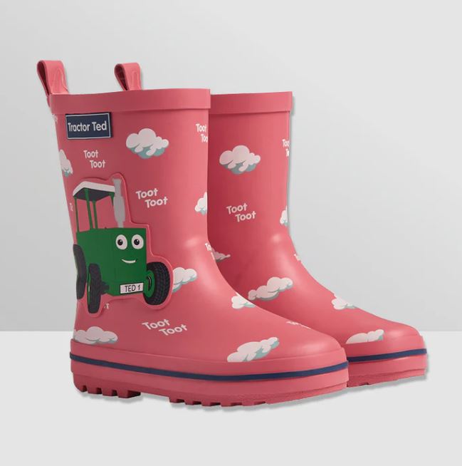 Tractor Ted Pull-On Toot Toot Wellies Pink 2