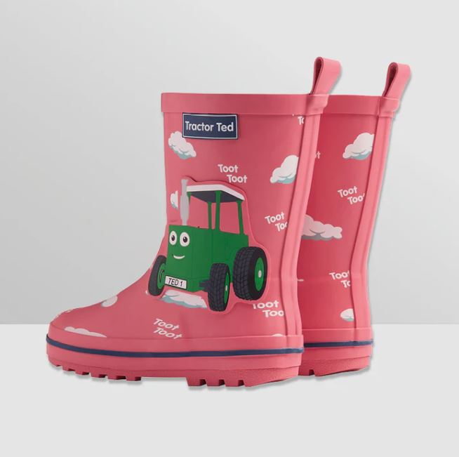 Tractor Ted Pull-On Toot Toot Wellies Pink 5
