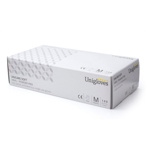 Unicare Soft Powder Free Clear Disposable Vinyl Gloves 2