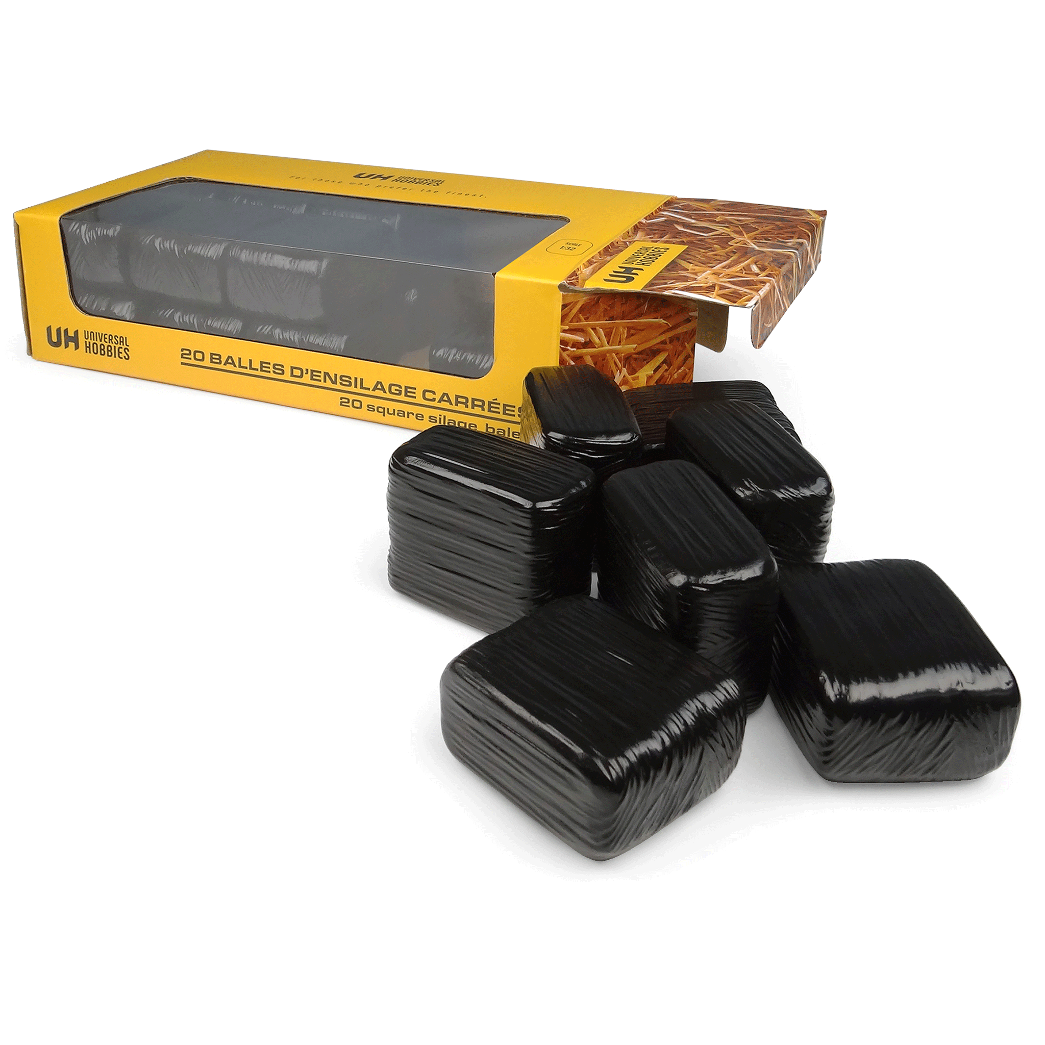 Universal Hobbies Pack of 20 Square Silage Bales Black 1:32 Scale
