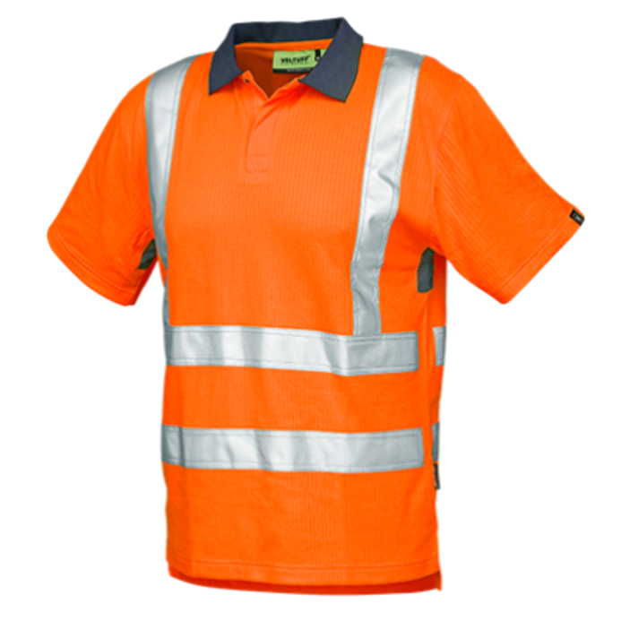 Veltuff Class 2 Hi-Vis Ribbed Knit Poloshirt Orange