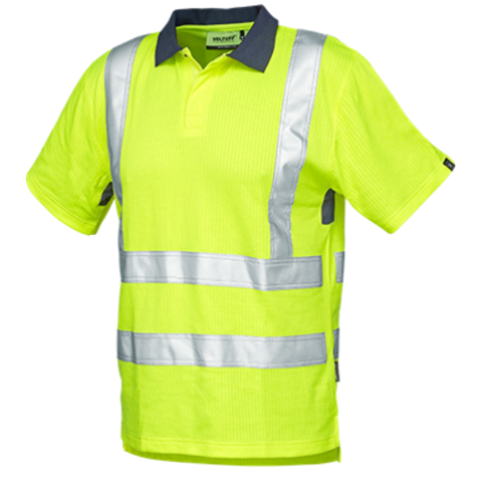 Veltuff Class 2 Hi-Vis Ribbed Knit Poloshirt Yellow 1