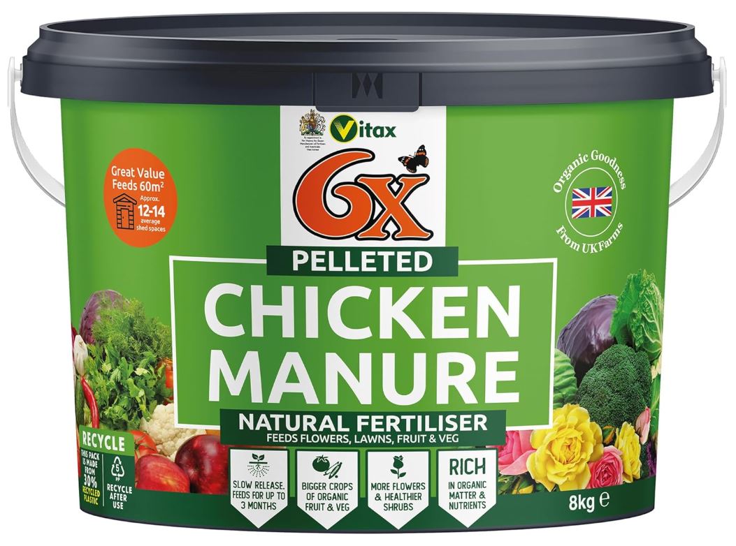 Vitax 6X Pelleted Chicken Manure Natural Fertiliser 8kg 1