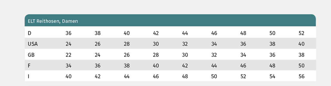 Waldhausen Riding Leggings Size Guide