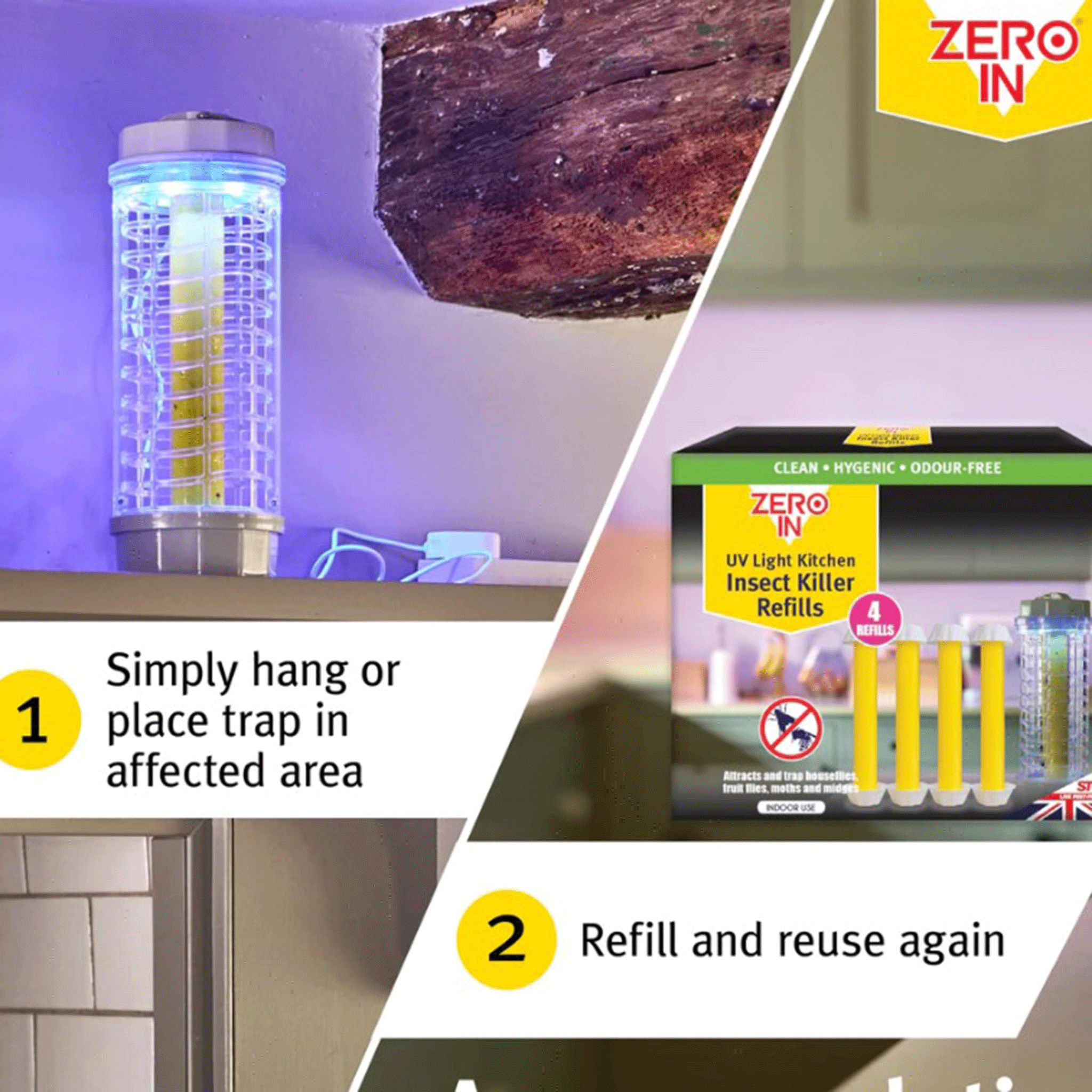 Zero In UV Light Kitchen Insect Killer Plug-In Fly Trap
