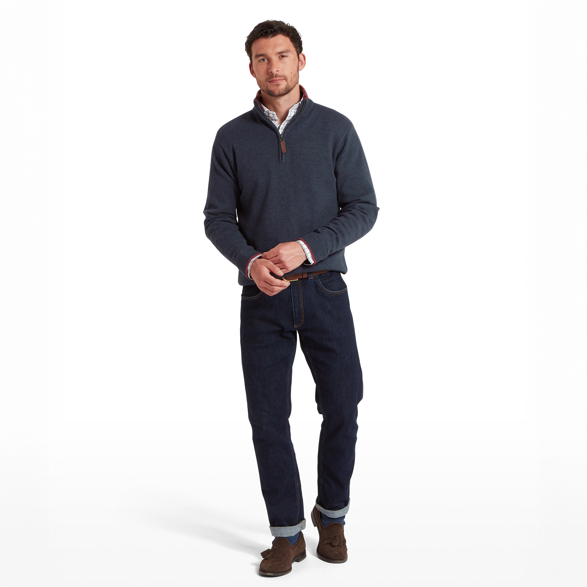 Schoffel Blair Quarter Zip Jumper in Ink Navy