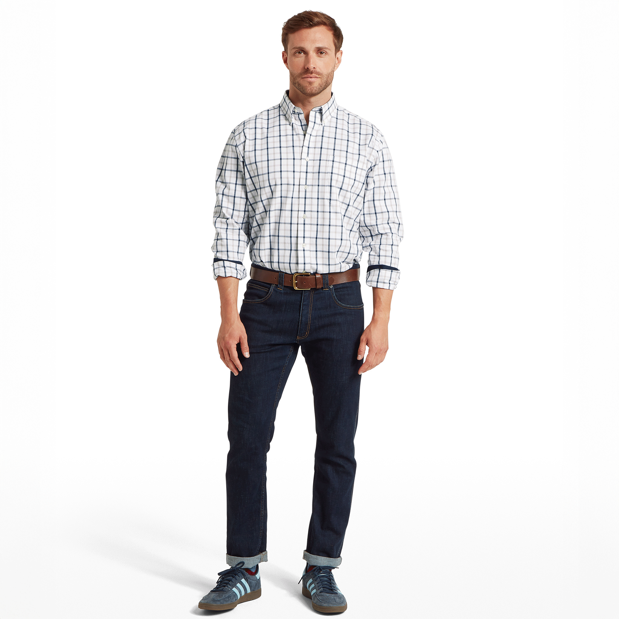 Schoffel Brancaster Classic Shirt in Oxford Navy Check