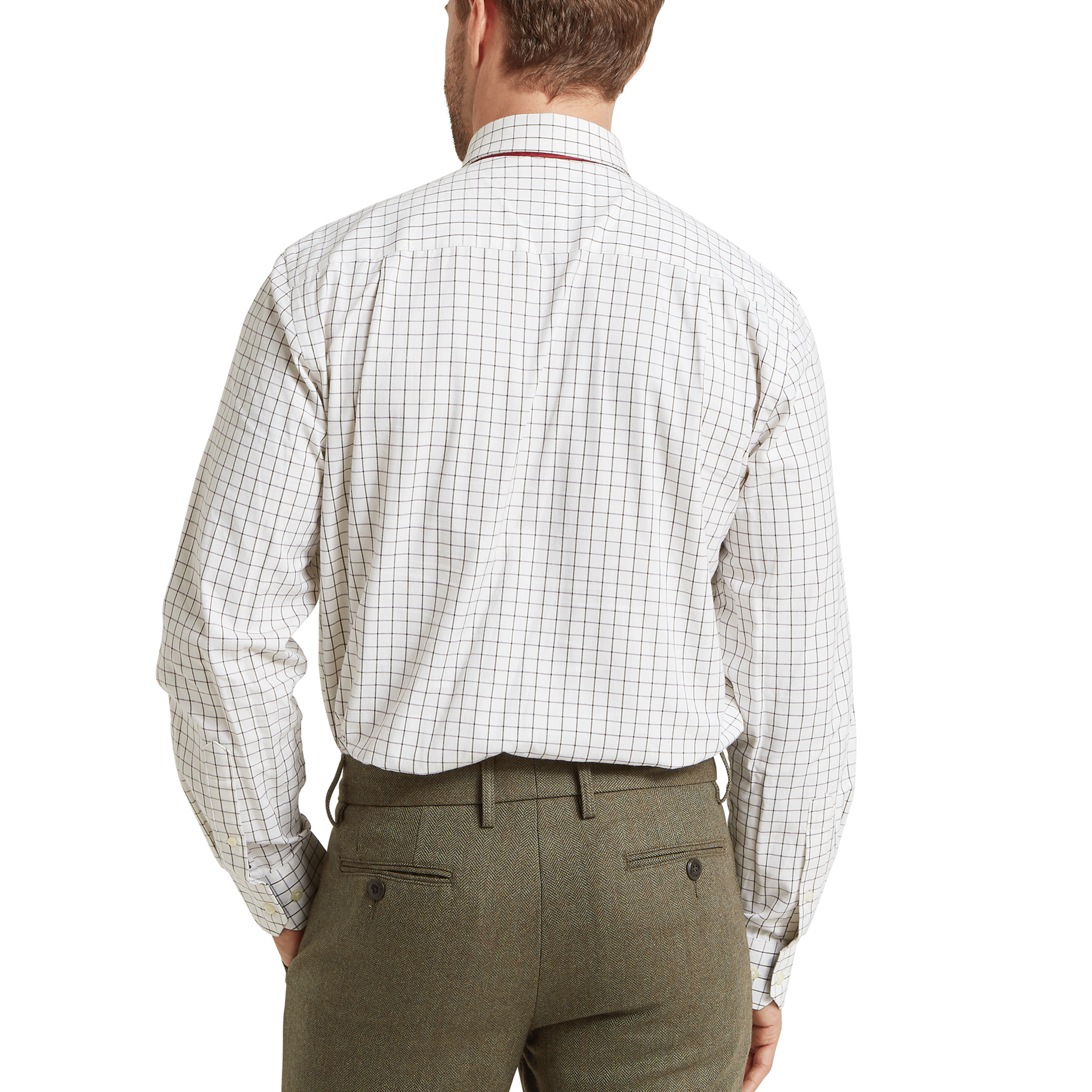Schoffel Burnham Tattersall Classic Shirt in Dark Olive Tattersall