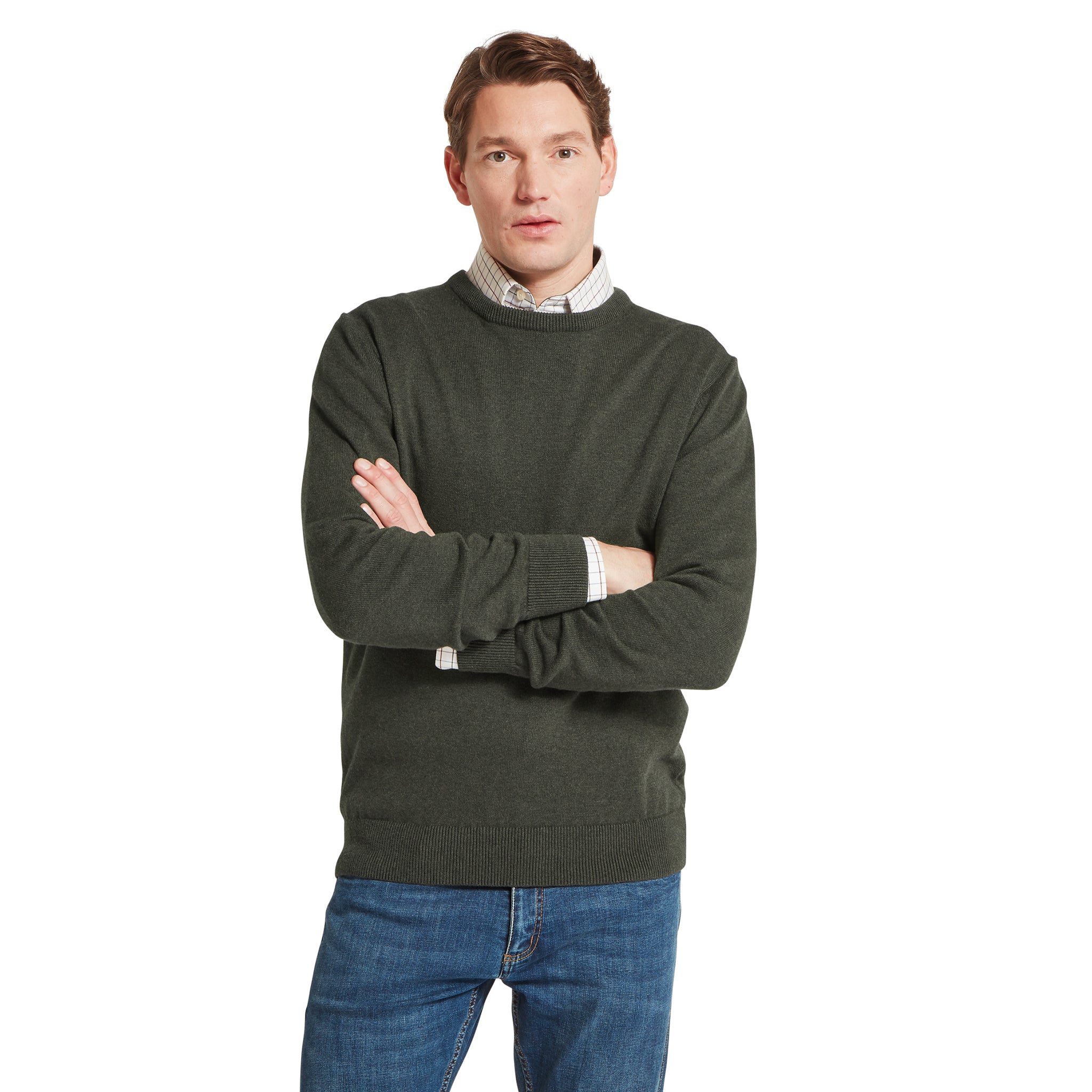 Schöffel Calton Cotton Cashmere Crew Jumper Loden Green