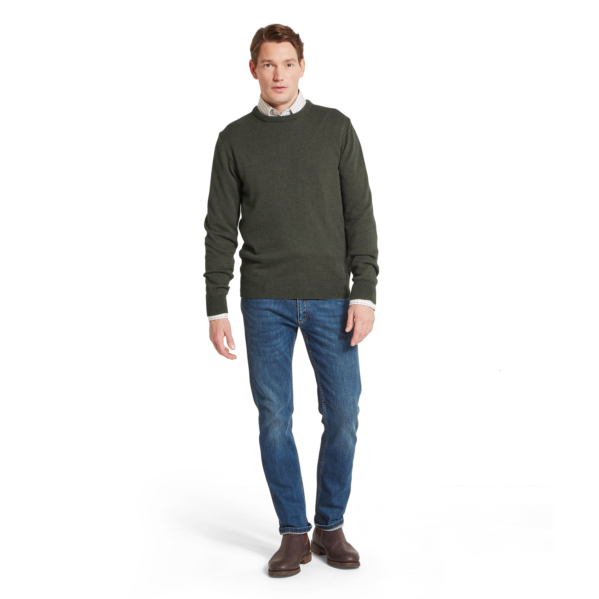 Schöffel Calton Cotton Cashmere Crew Jumper Loden Green