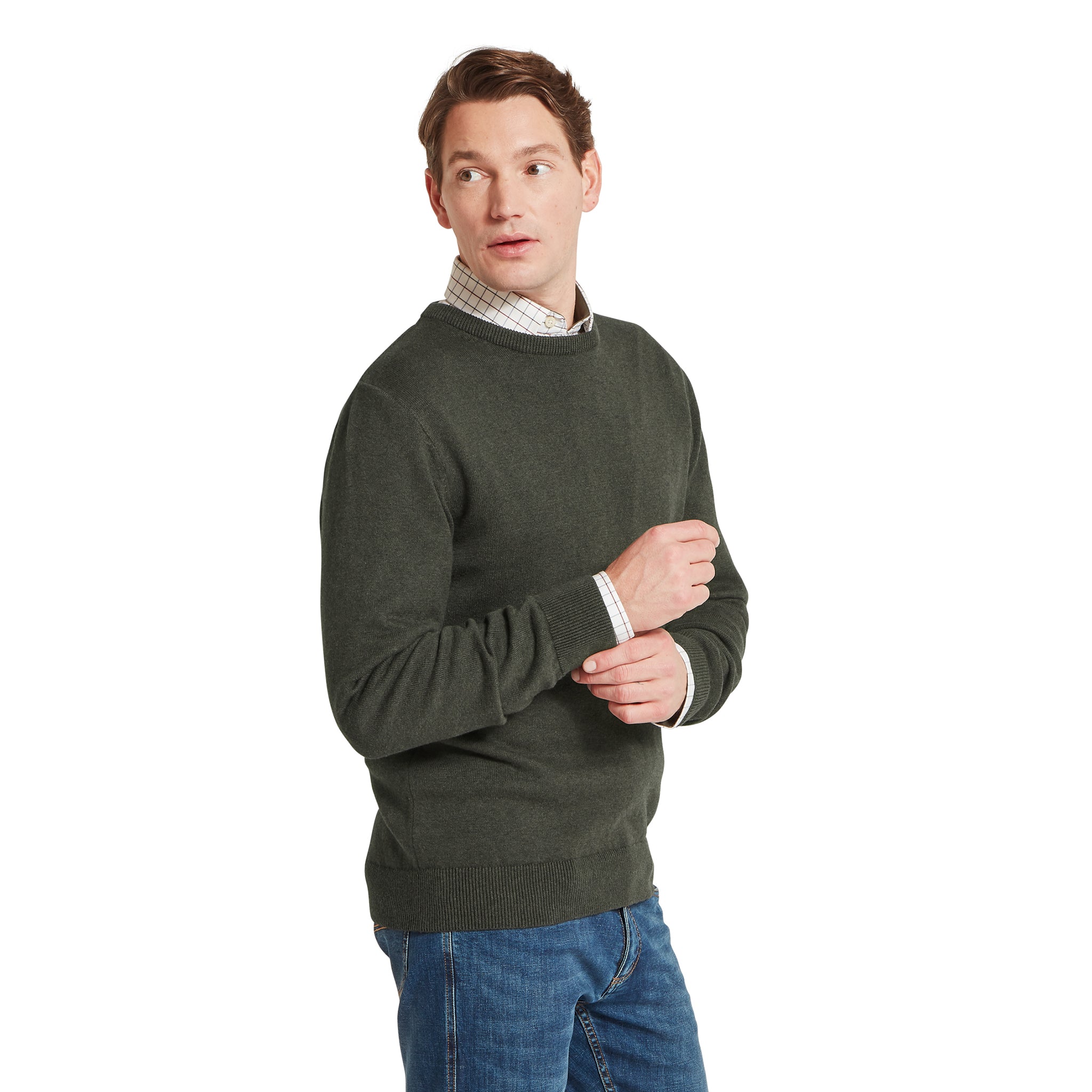 Schöffel Calton Cotton Cashmere Crew Jumper Loden Green