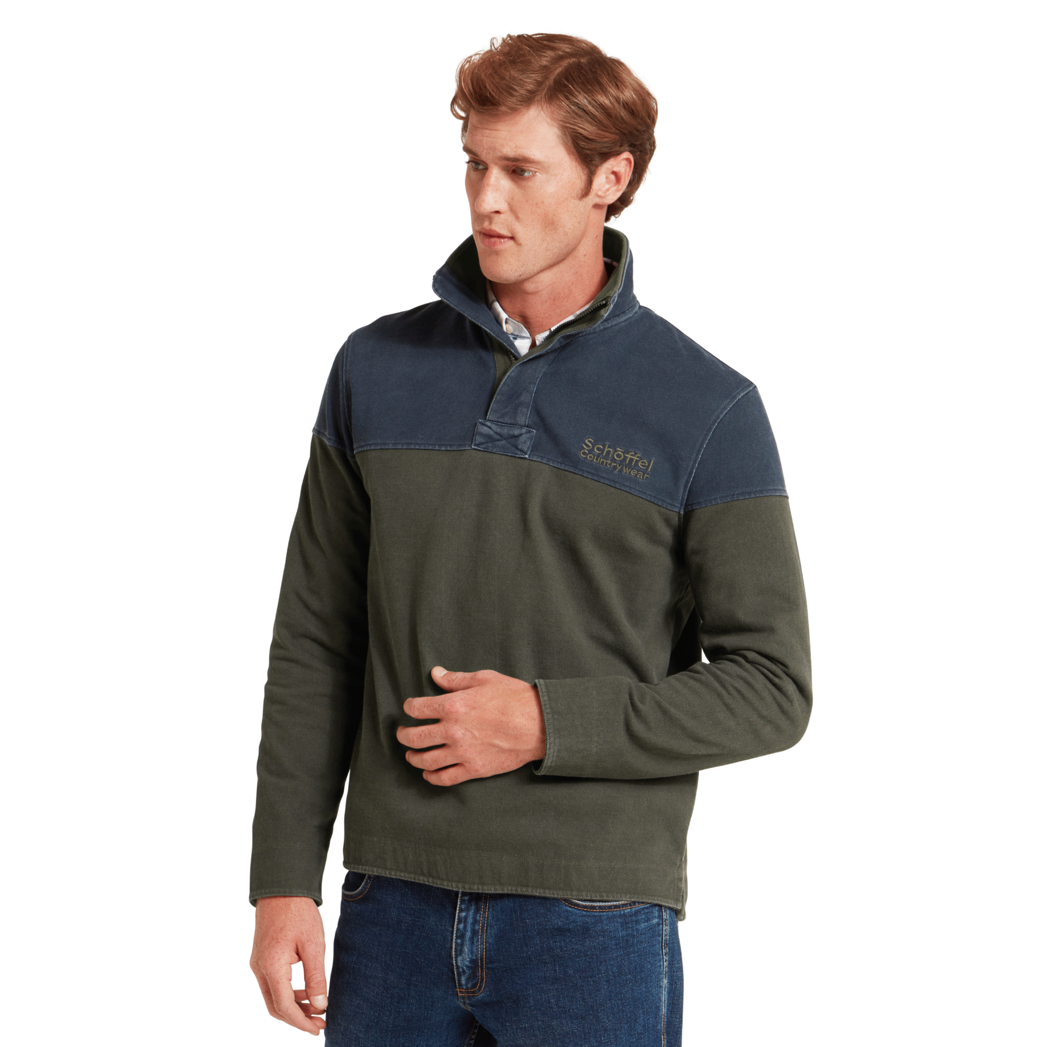 Schoffel Helford Heritage Sweatshirt in Peat Green