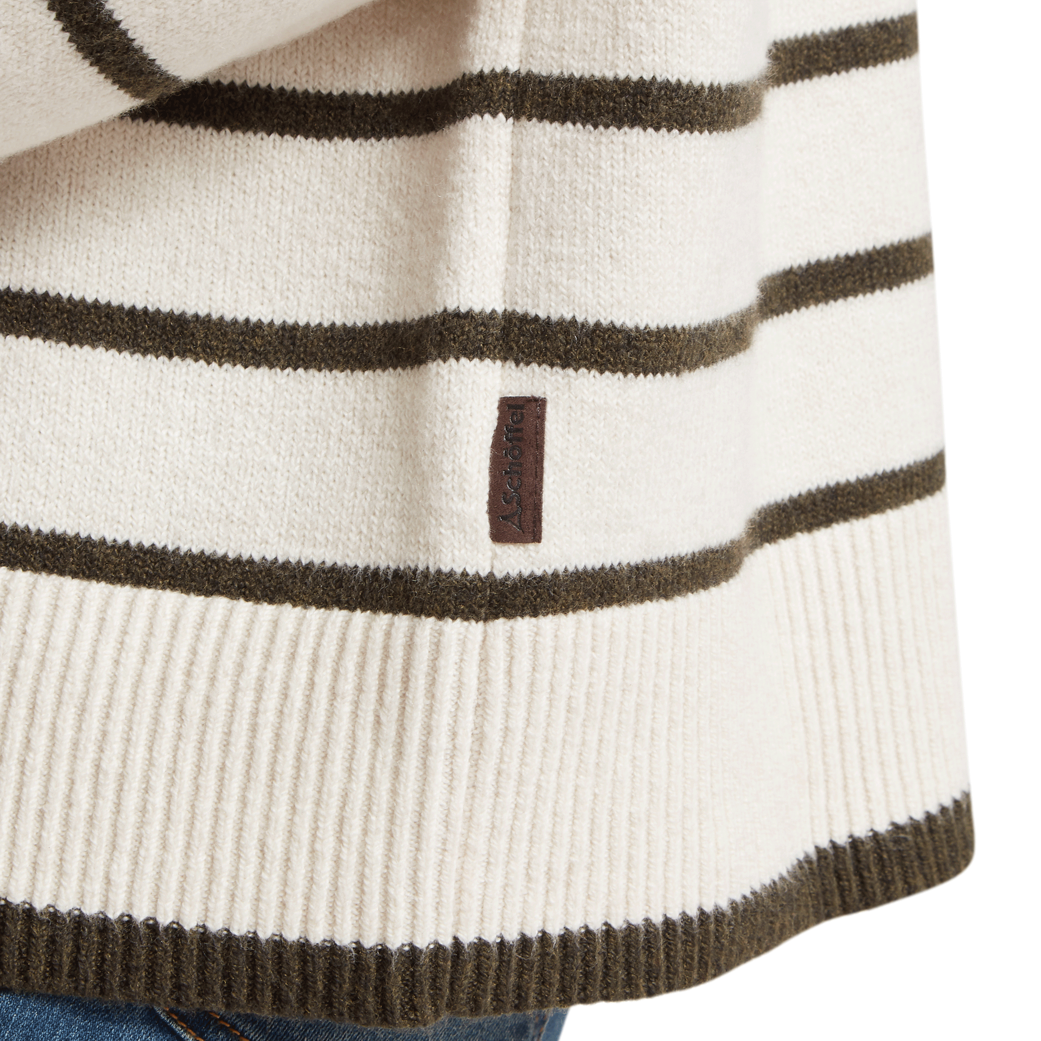 Schoffel Sandsend Quarter Zip Jumper in Soft White & Loden