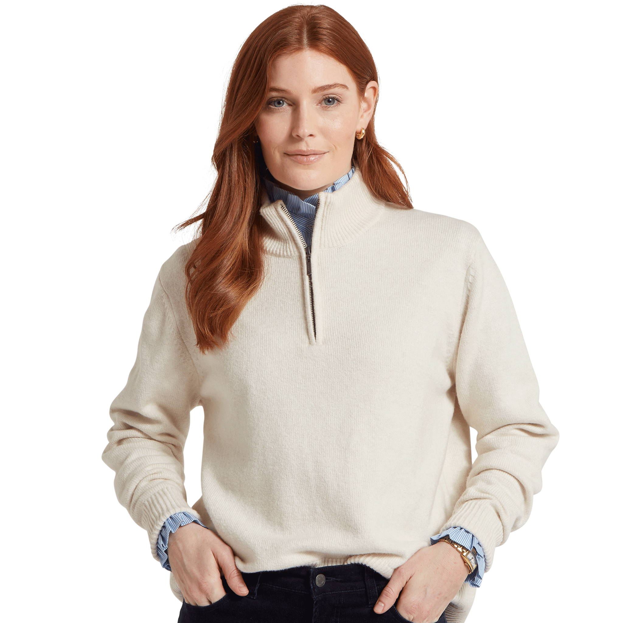Schoffel Thoralby Quarter Zip Jumper in Soft White