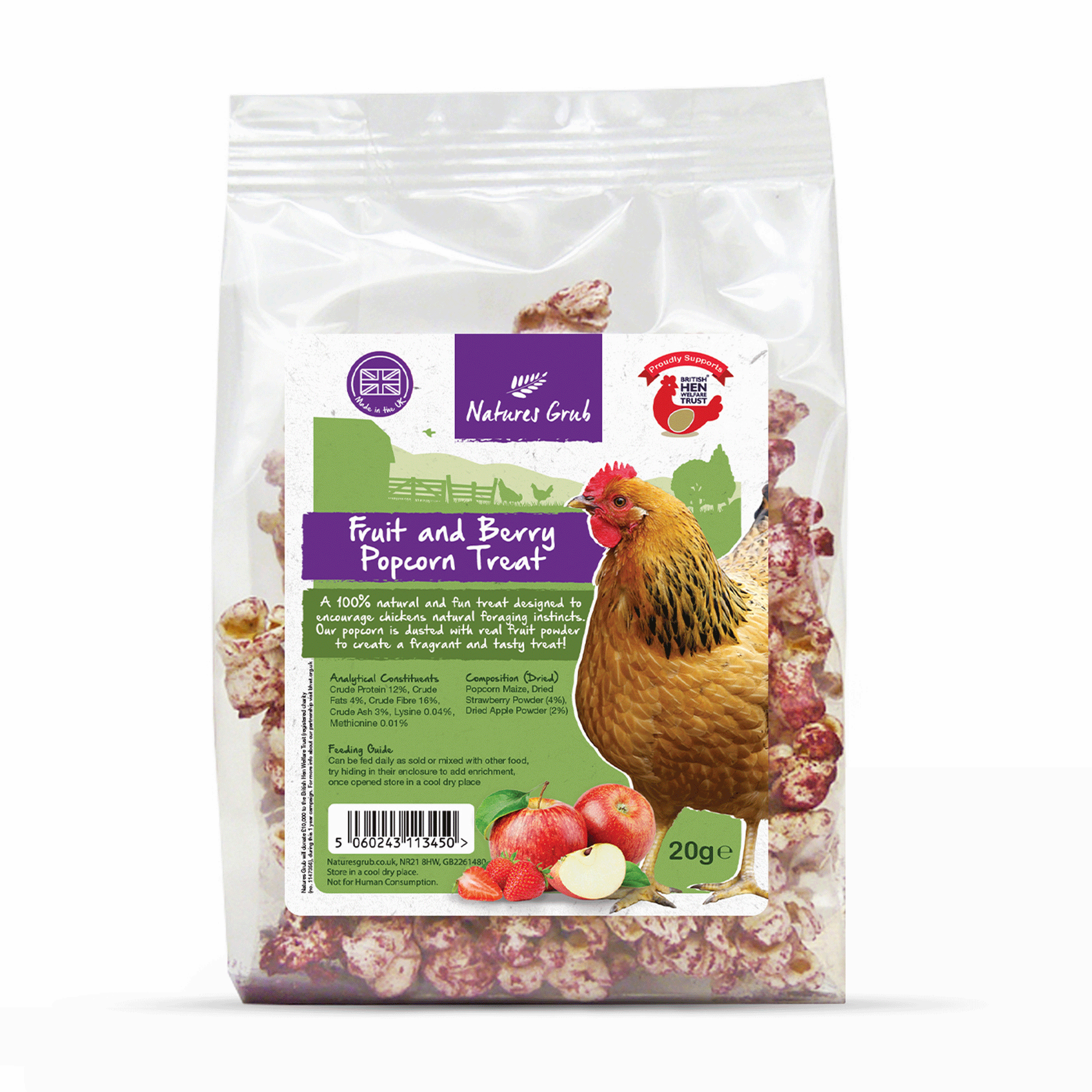 Natures Grub Fruit and Berry Popcorn Treat 20g