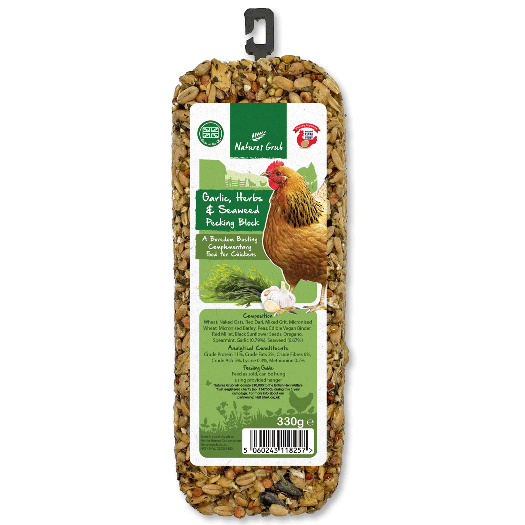 Natures Grub Garlic, Herb and Seaweed Pecking Block 330g