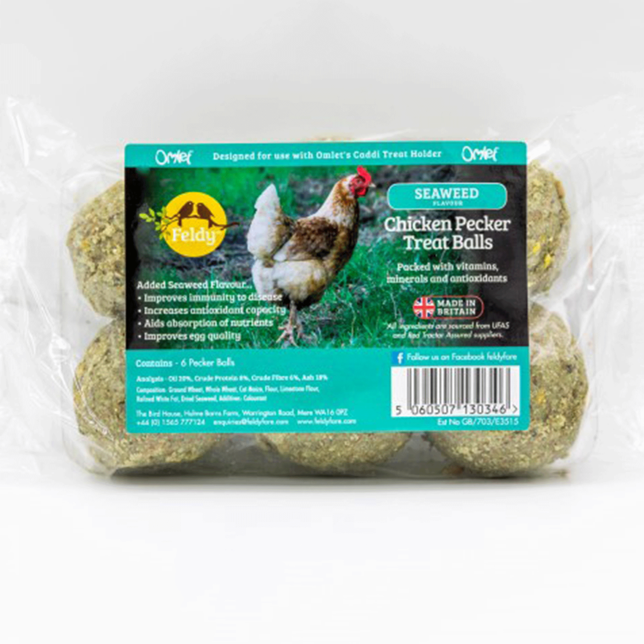 Feldy Chicken Pecker Treat Balls Seaweed 6 Pack