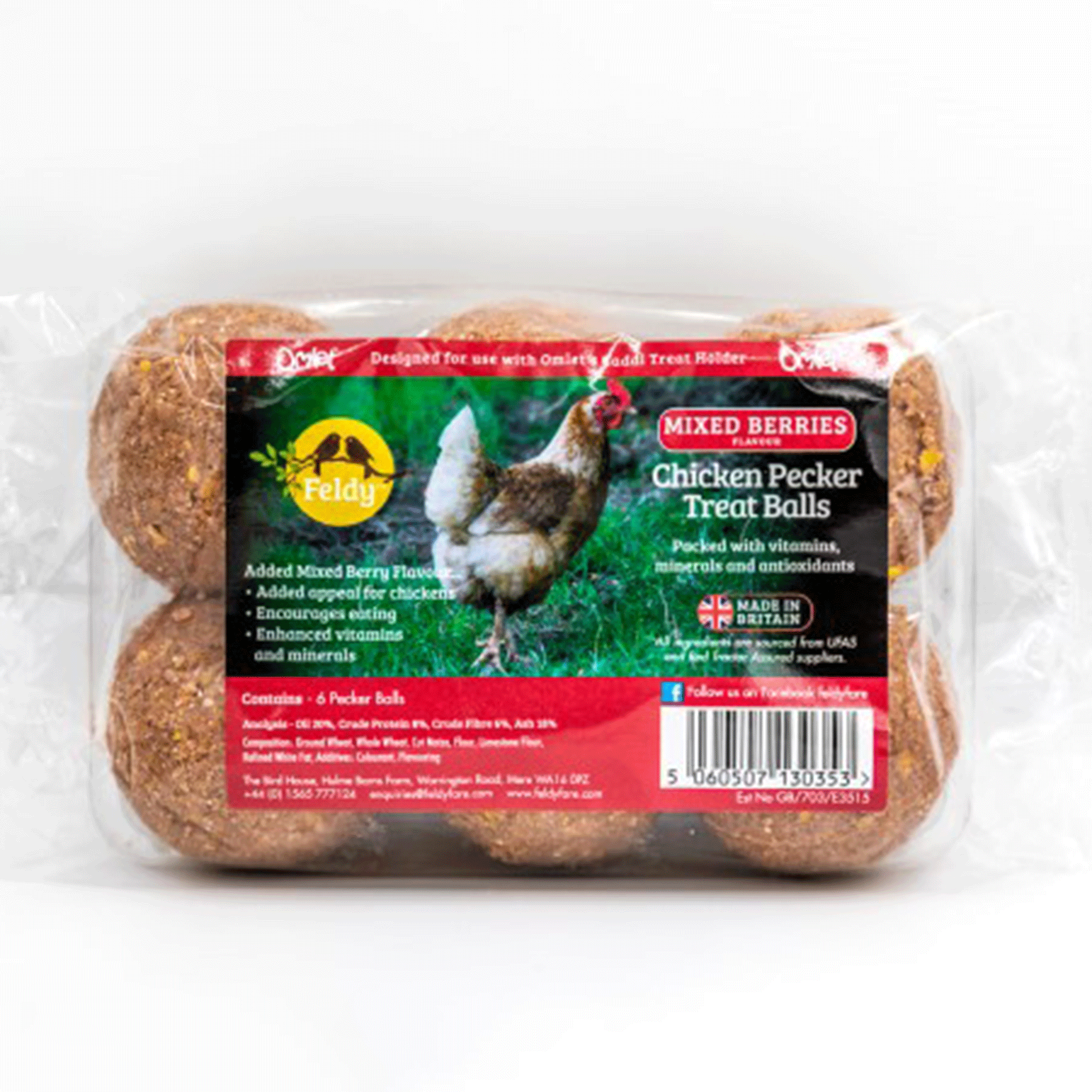 Feldy Chicken Pecker Treat Balls Mixed Berries 6 Pack