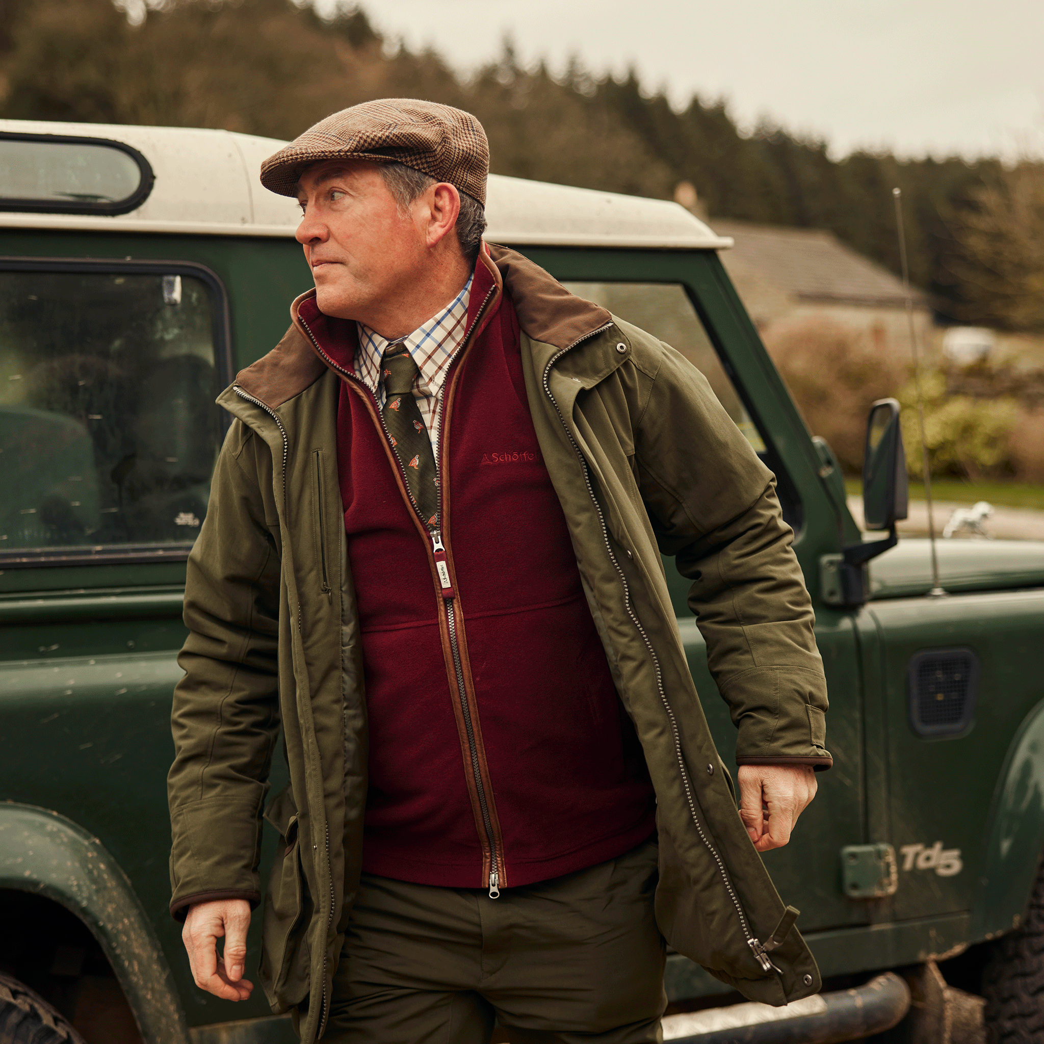 Schoffel Ashford Silk Tie in Forest French Partridge