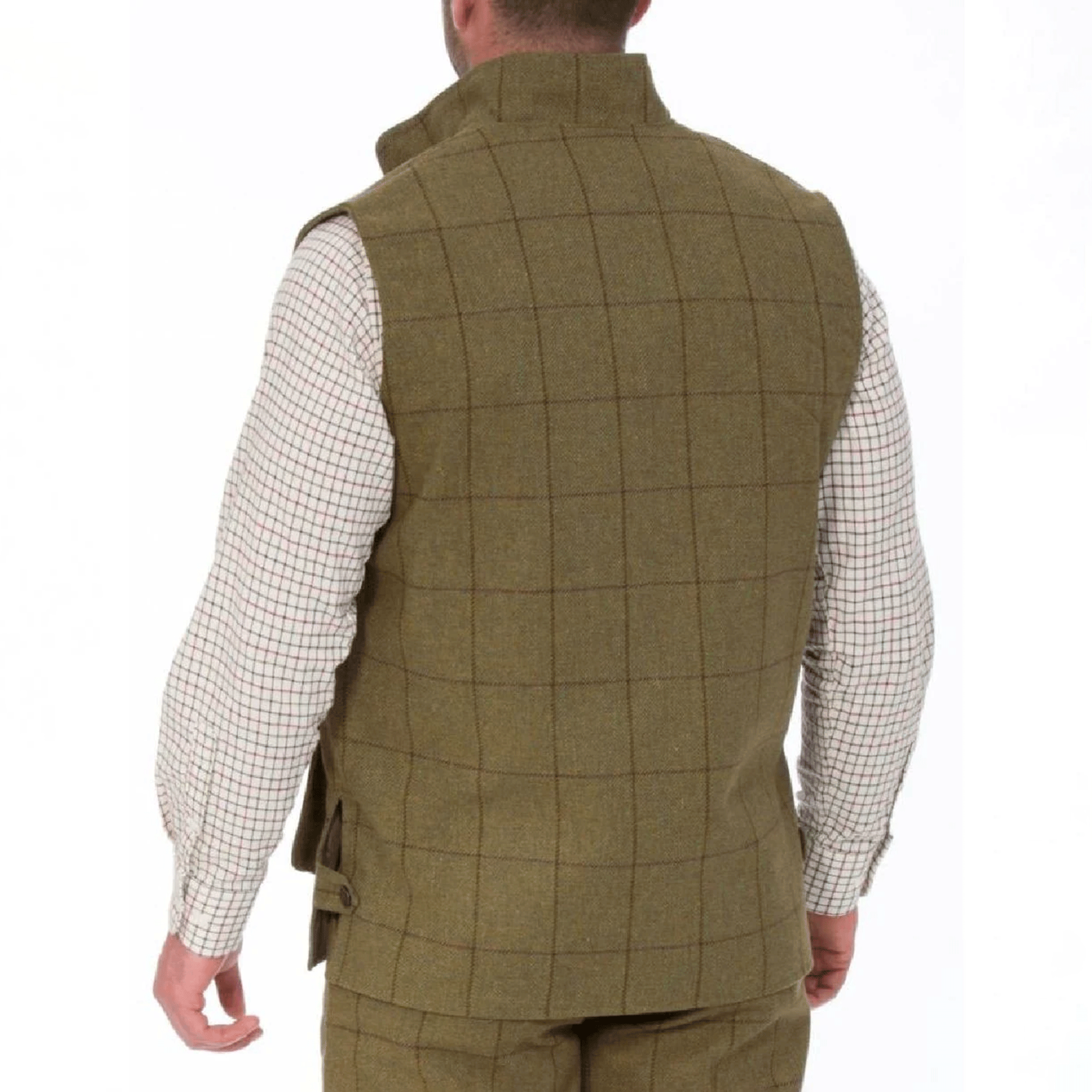 Alan Paine Rutland Tweed Waistcoat Lichen Green Mens