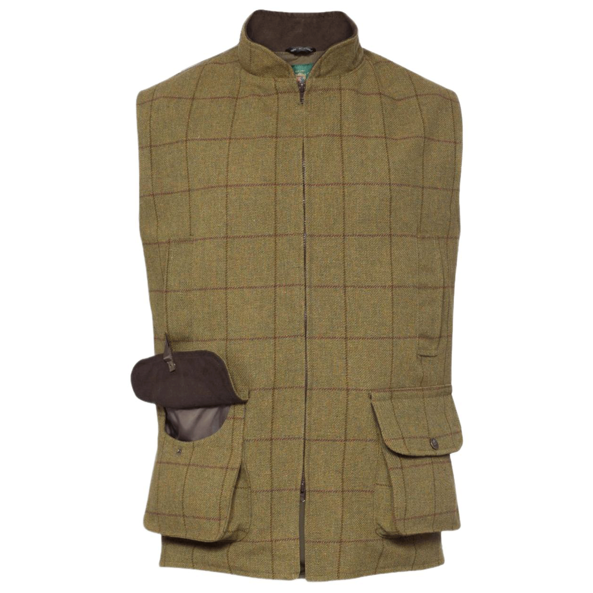 Alan Paine Rutland Tweed Waistcoat Lichen Green Mens