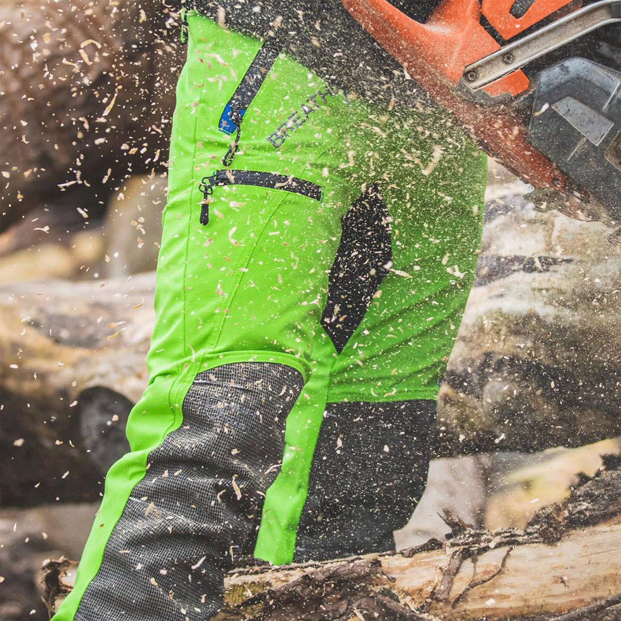 Arbortec AT4060 Breatheflex Pro Chainsaw Trousers Design A Class 1 Lime