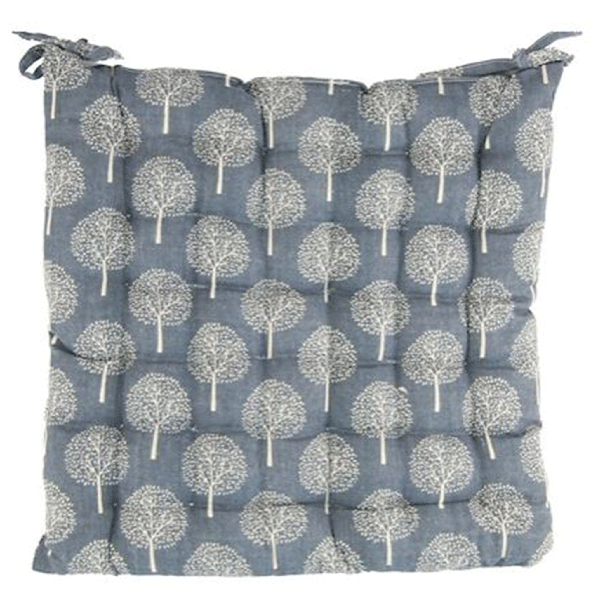 Ascalon Square Seat Cushion Pad Blue Linen Look