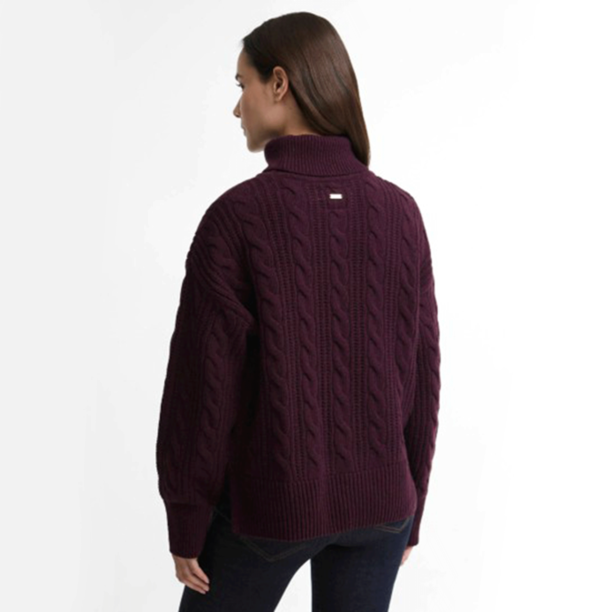 Barbour Agatha Wool Cable Knit Rollneck Jumper Fig